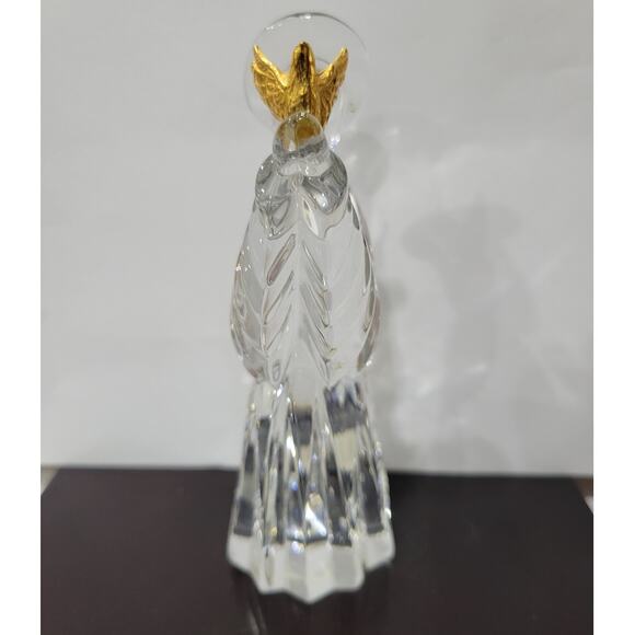 Vintage Gorham Full Lead Crystal Glass Nativity Angel with Golden Dove Figurine - Picture 3 of 6